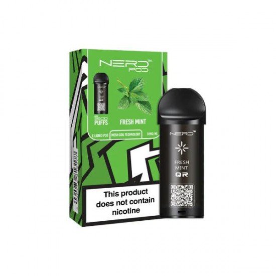 Nerd Pod Prefilled Pod - Fresh Mint - Zero Nicotine (3500 Puffs)