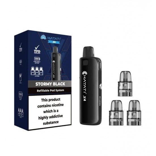 Hayati X4 Refillable Pod Vape Kit - Stormy Black
