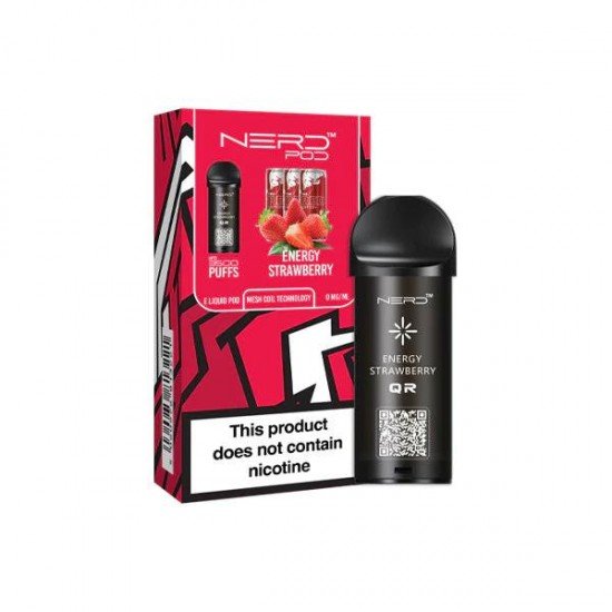 Nerd Pod Prefilled Pod - Energy Strawberry - Zero Nicotine (3500 Puffs)