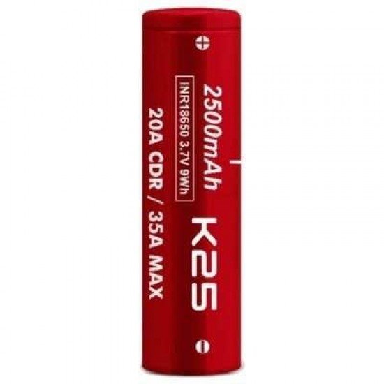 Vapcell K25 18650 Rechargeable Vape Battery (2500mAH 20A) - 1 x Battery