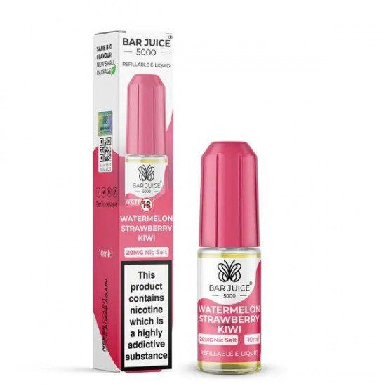 Watermelon, Strawberry & Kiwi Nic Salt E-Liquid by Bar Juice 5000 10ml