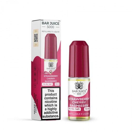 Strawberry Cherry Raspberry Nic Salt E-Liquid by Bar Juice 5000 Salts 10ml