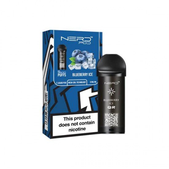Nerd Pod Prefilled Pod - Blueberry Ice - Zero Nicotine (3500 Puffs)